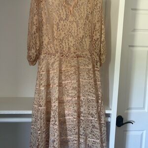 Elegant Lace Dress in Antique Rose